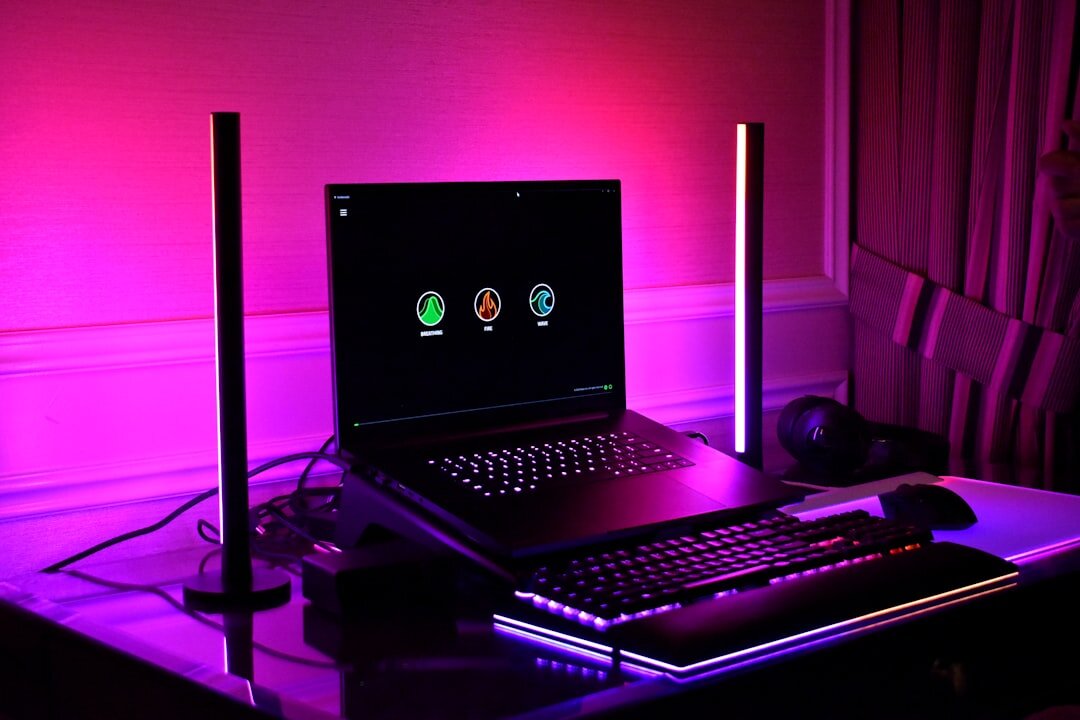 Bright creative workspace with notebook and laptop
